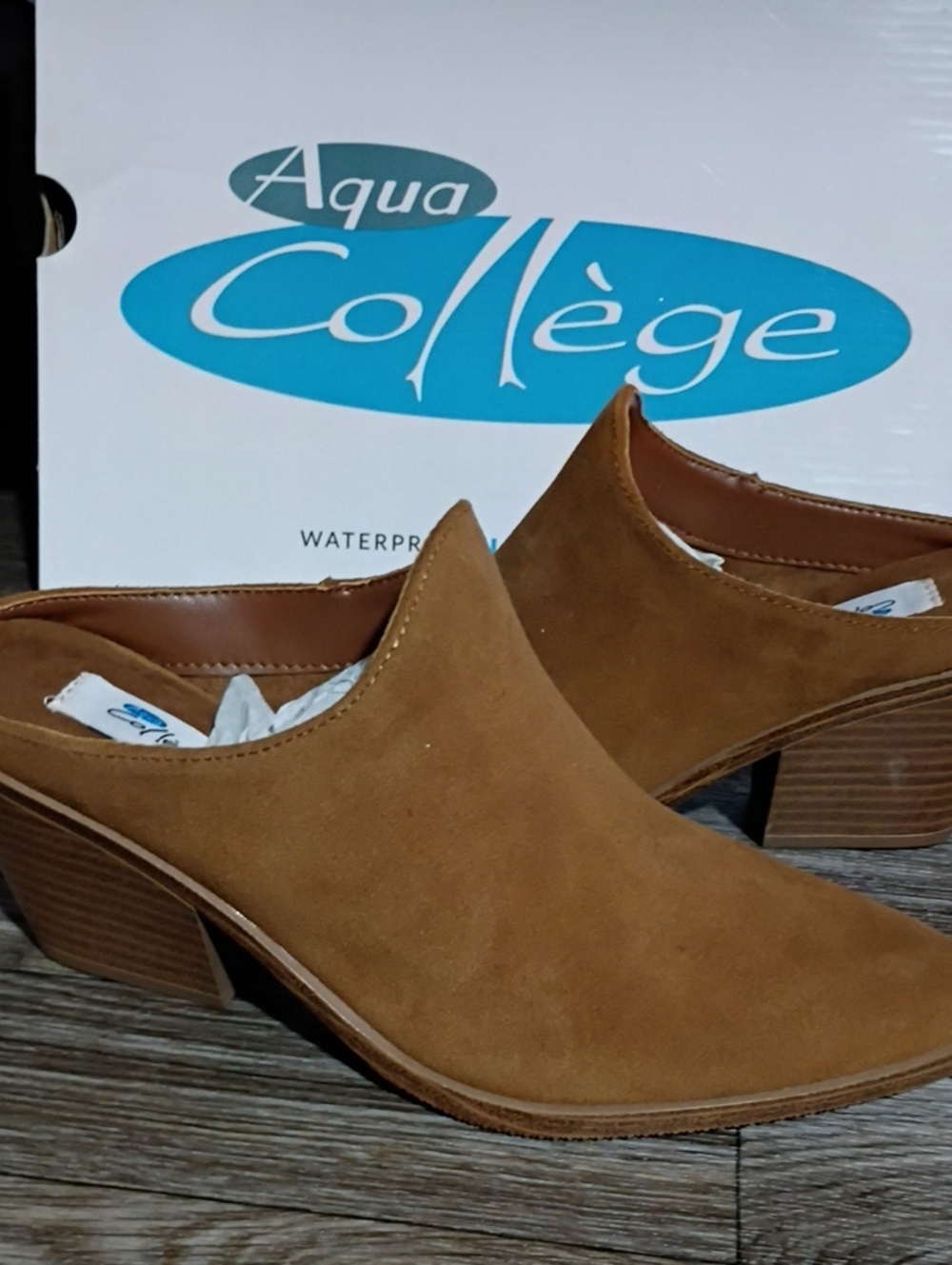 Women's Tan Leather Suede Slip-On Mule